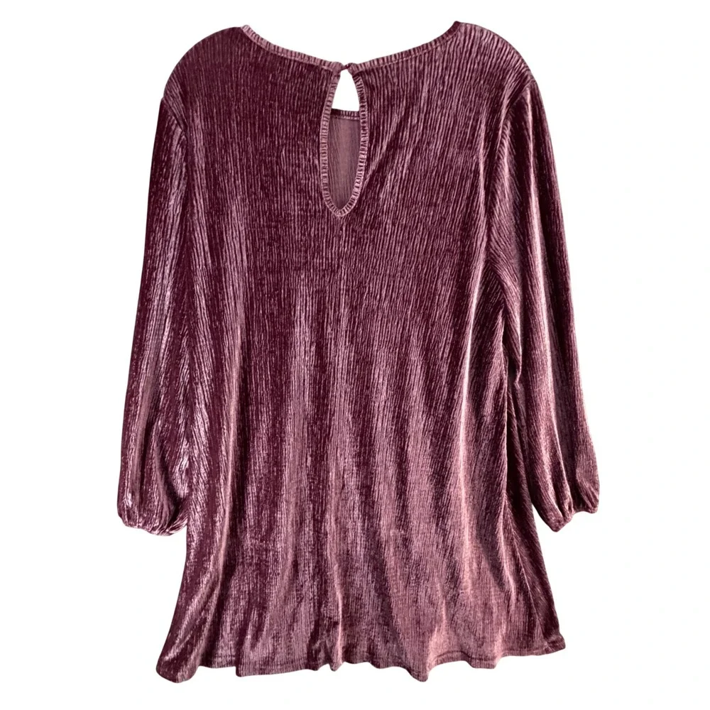 Dress Forum Velvet Tunic Dress Womens M Plum Plisse Style Crinkled Romantic Goth